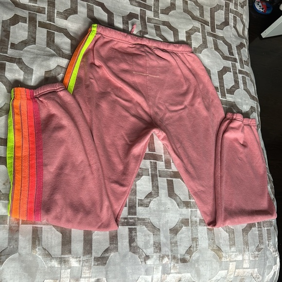Aviator Nation Neon 5 Stripe Sweatpants in Pink Retired Style XL - Picture 4 of 5